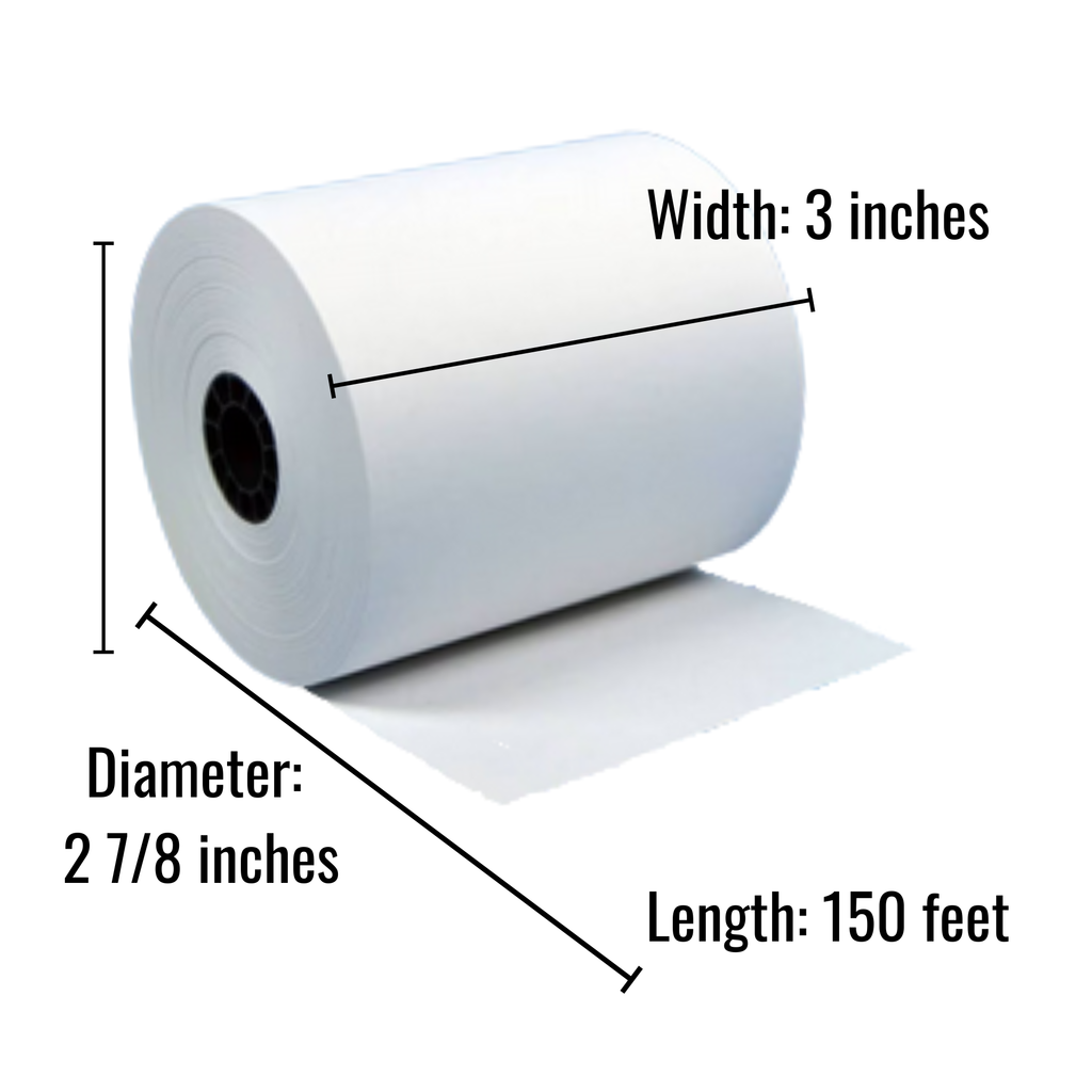 3" x 150' 1-Ply Bond Paper (50 Rolls/Case)