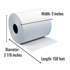 3" x 150' 1-Ply Bond Paper (50 Rolls/Case)