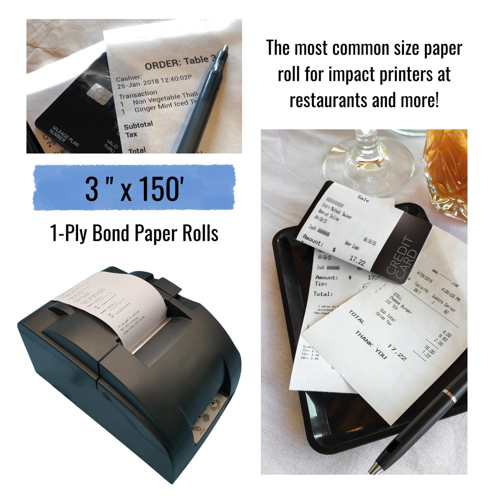 3" x 150' 1-Ply Bond Paper (50 Rolls/Case)