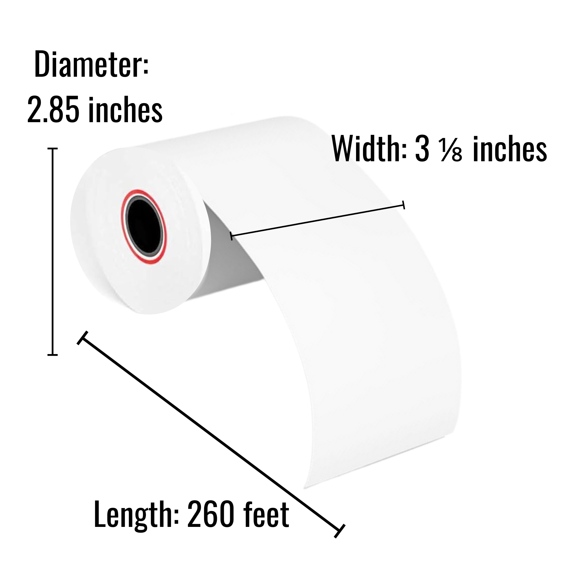 3 1/8″ x 260′ Thermal Receipt Paper (50 Rolls/Case)