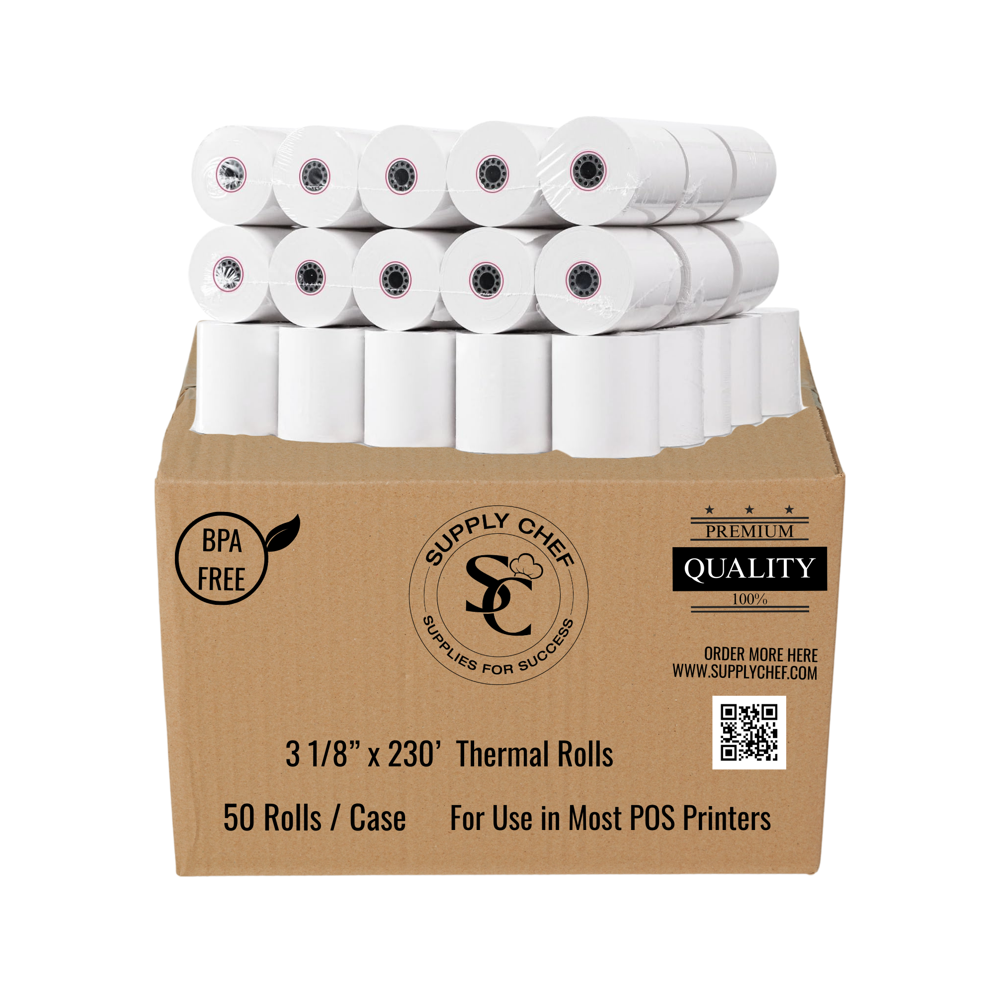 3 1/8″ x 260′ Thermal Receipt Paper (50 Rolls/Case)