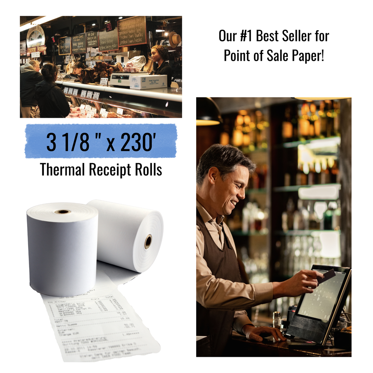 Receipt Paper Menu 3 1/8″ x 230′ Thermal Receipt Paper (50 Rolls/Case) – Supply Chef