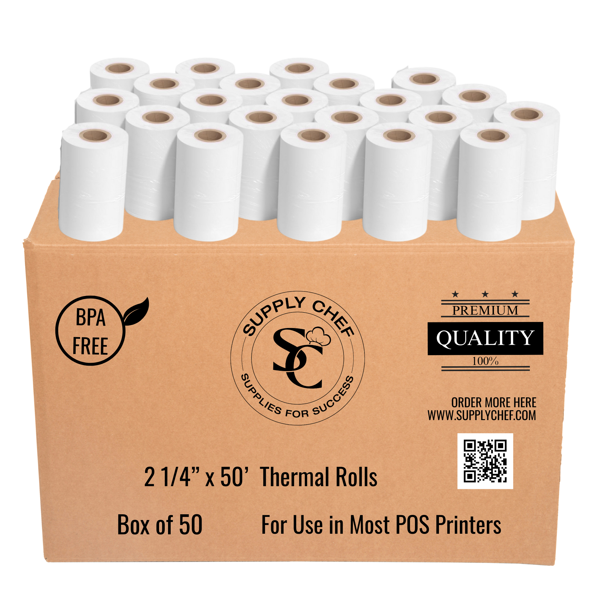 2 1/4″ x 50′ Thermal Receipt Paper (50 Rolls/Case)