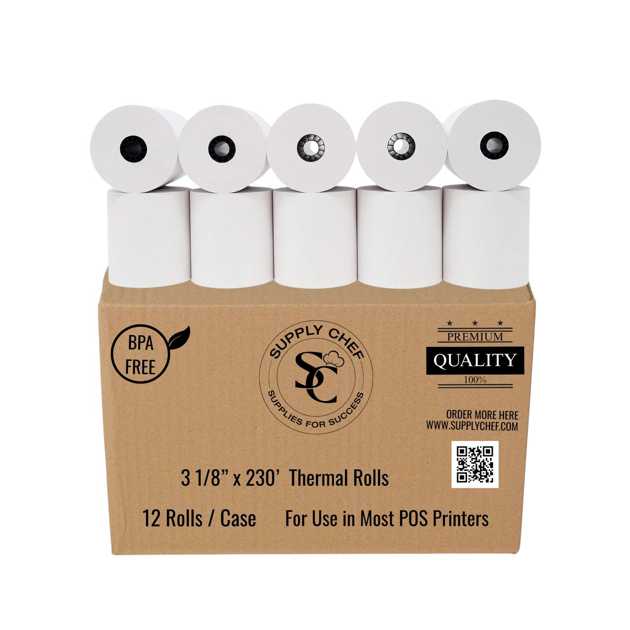 3 1/8″ x 230′ Thermal Receipt Paper (12 Rolls/Case)