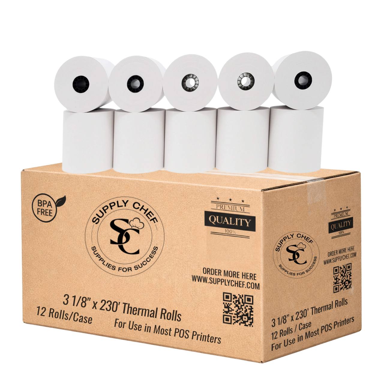 3 1/8″ x 230′ Thermal Receipt Paper (12 Rolls/Case)