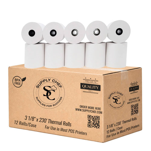 Supply Chef 3 1/8-inch by 230-foot thermal receipt paper, 12-roll case