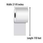 3 1/8″ x 170 Direct Thermal "Sticky Paper" (12 Rolls/Case)