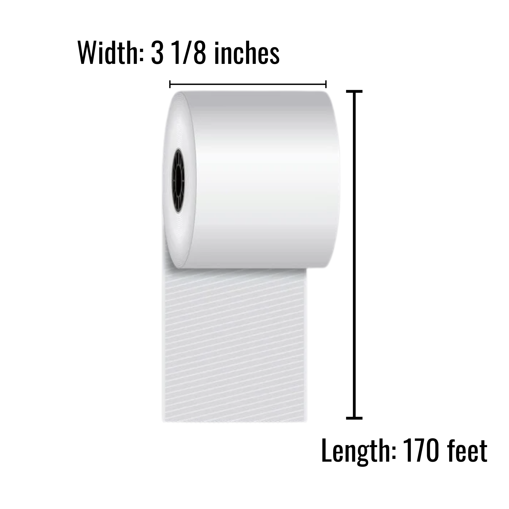 3 1/8″ x 170 Direct Thermal "Sticky Paper" (12 Rolls/Case)