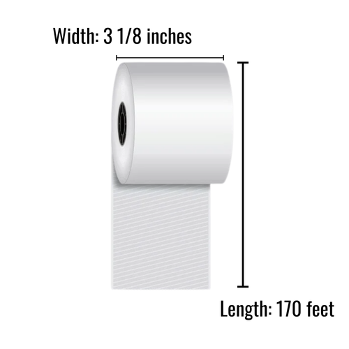 3 1/8″ x 170 Direct Thermal "Sticky Paper" (12 Rolls/Case)