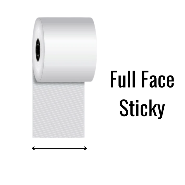 Full Face Sticky coverage diagram for a 3 1/8-inch thermal paper roll